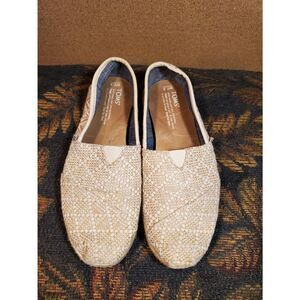 TOMS Tan and Cream Espardrille Alpargatas Slip-on Shoes